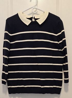 Talbots Large Navy Stripe Sweater
